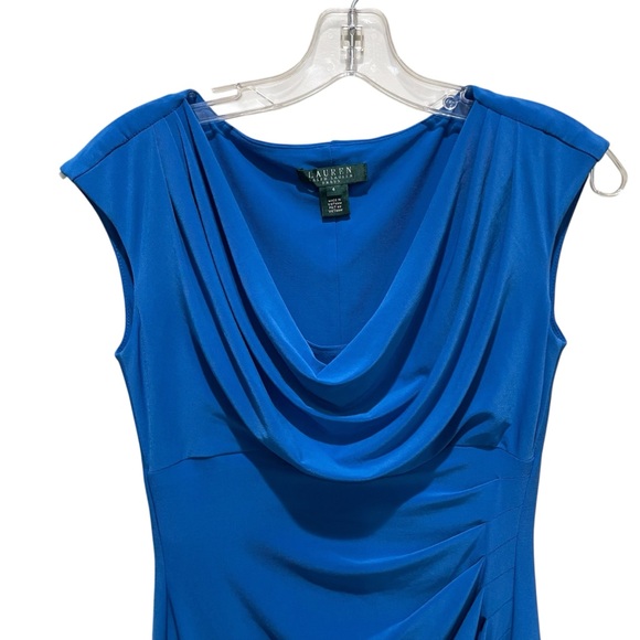 Lauren Ralph Lauren Cowl Neck Sheath Dress Blue Women’s Size 4 - Picture 4 of 8